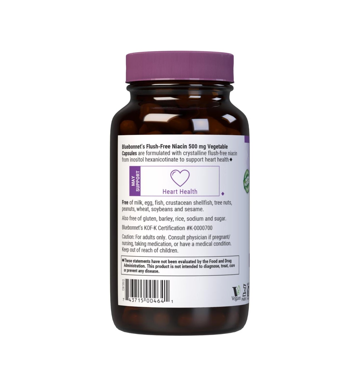 BlueBonnet Nutrition Flush-Free Niacin 500 mg – Vegan, Kosher, Gluten-Free