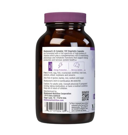 Bluebonnet Nutrition B Complex - Complete Full Spectrum B Vitamins, 100 Count, Vegan & Gluten-Free
