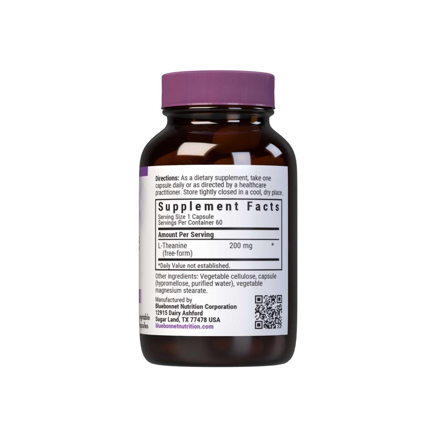 Bluebonnet L-Theanine 200mg – Free-Form Amino Acid, 60 Veg Capsules