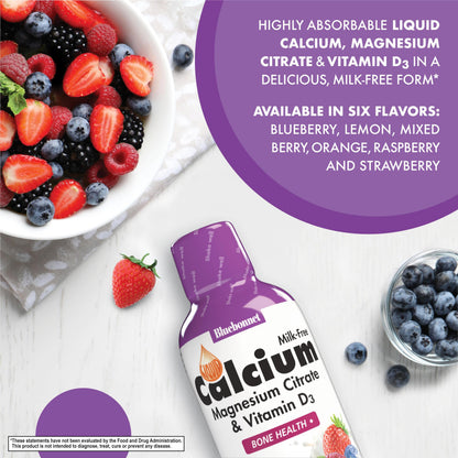Bluebonnet Nutrition Liquid Calcium Citrate, Magnesium & Vitamin D3 – 16 oz, Bone Health, Gluten Free, Kosher