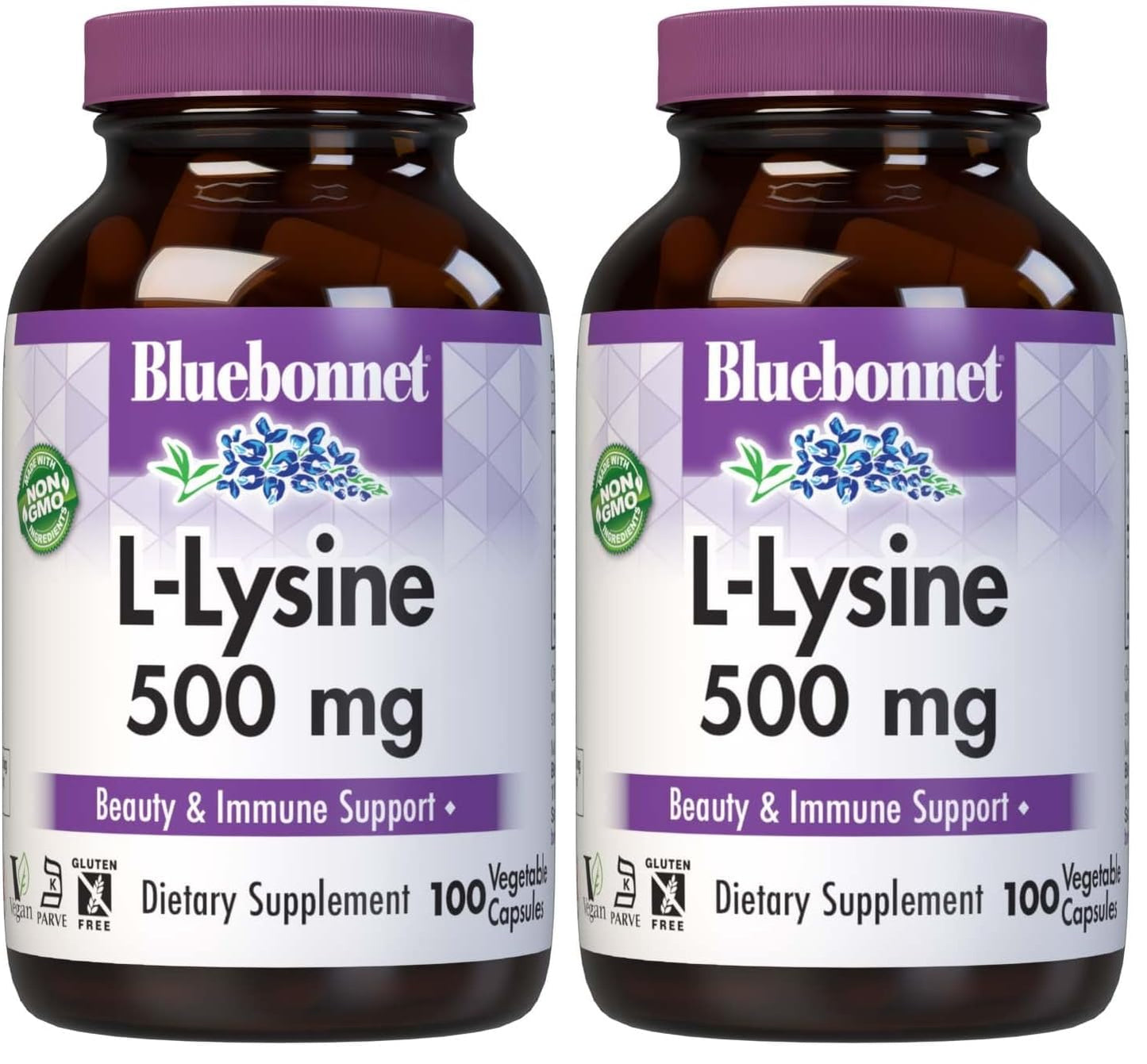 BlueBonnet Nutrition L-Lysine 500mg – Immune Support, 2-Pack, Vegan, Kosher, Soy-Free, Gluten-Free