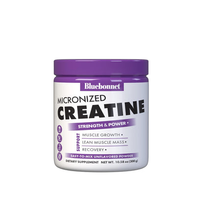 BlueBonnet Nutrition Micronized Creatine Monohydrate 5 g – Lean Muscle Support, Non-GMO, Vegan, Kosher, Gluten-Free, Soy/Milk-Free – Unflavored, 10.58 oz (60 Servings)