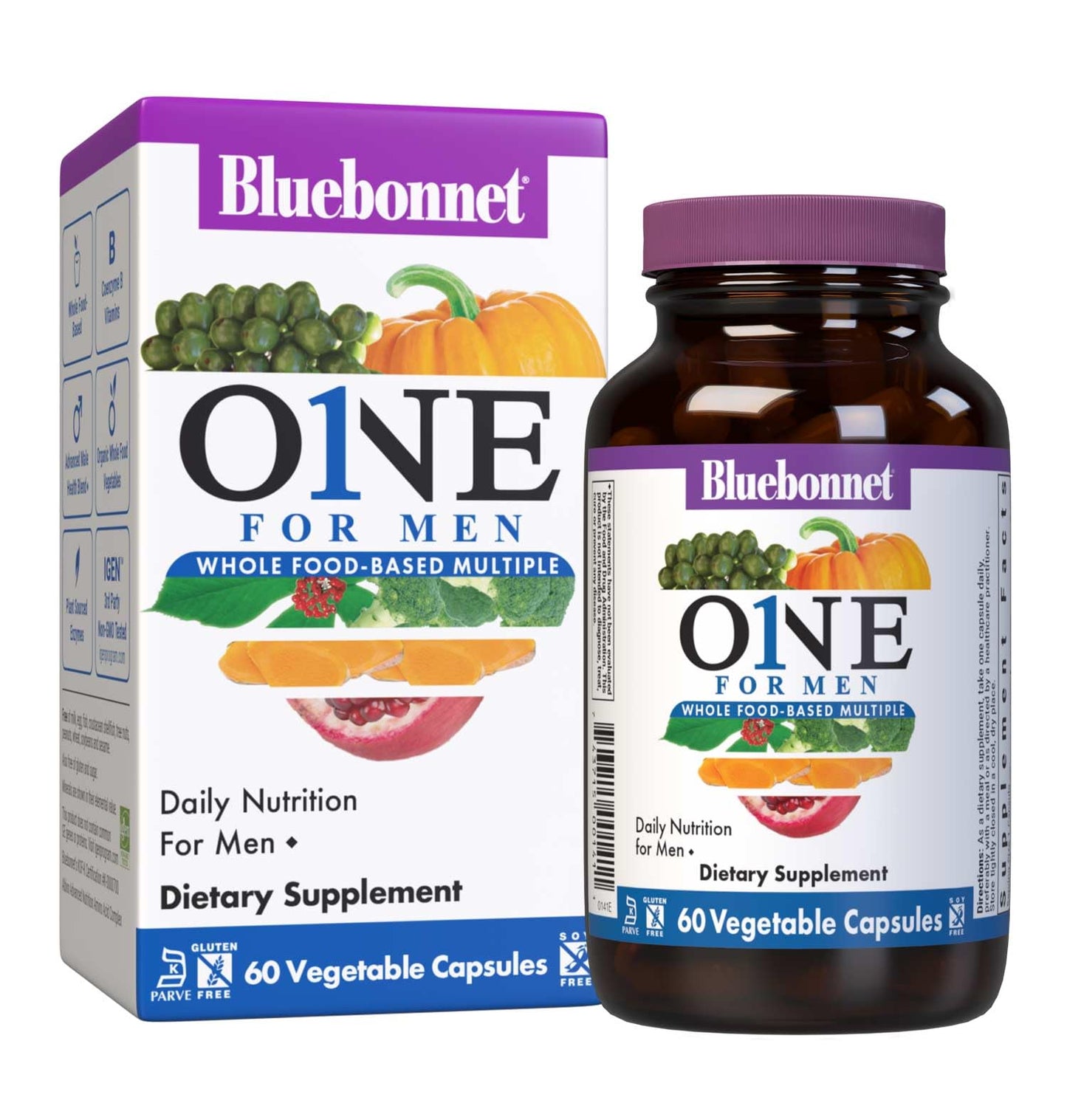 Bluebonnet Nutrition One for Men – Whole Food-Based Daily Multivitamin, 60 Servings