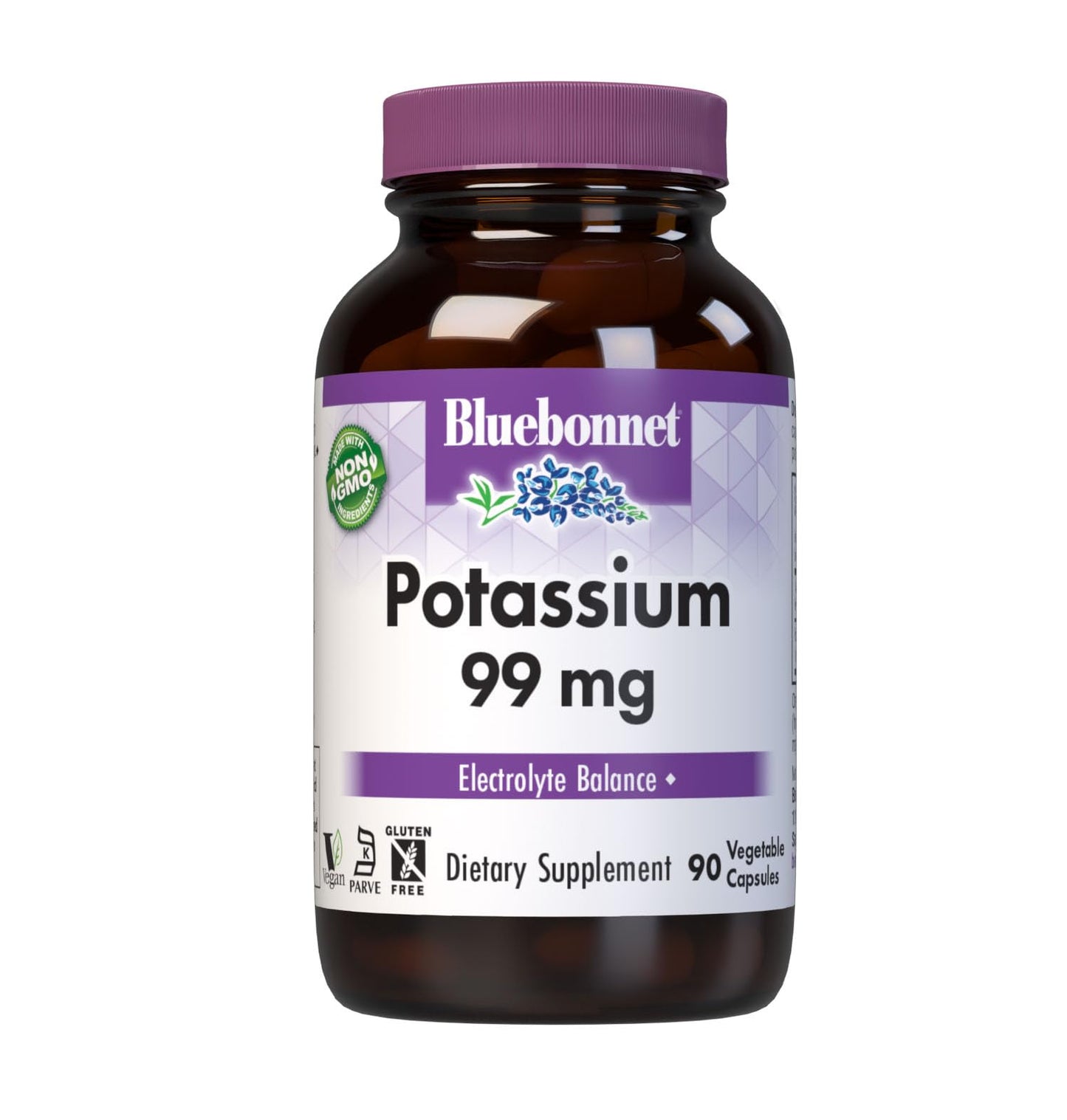 Bluebonnet Potassium Aspartate 99mg - Electrolyte Support, 90 Veggie Caps
