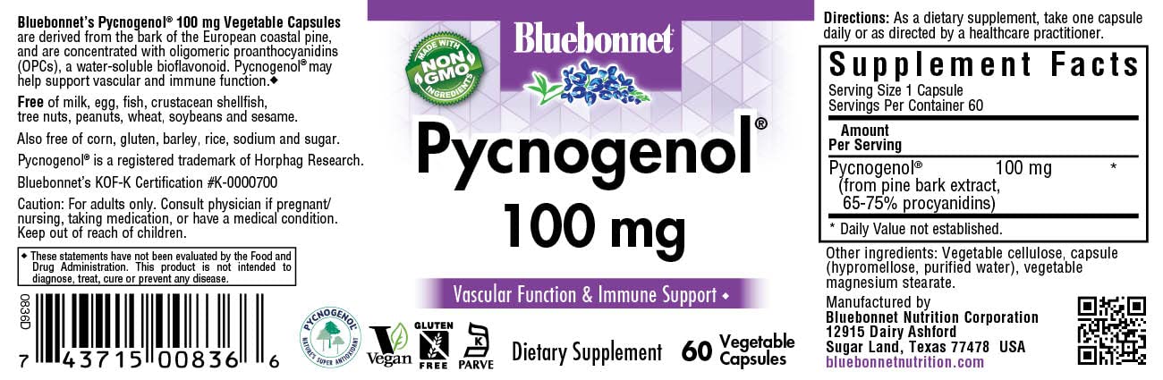 BlueBonnet Pycnogenol 100 mg VegCaps – 60 Count