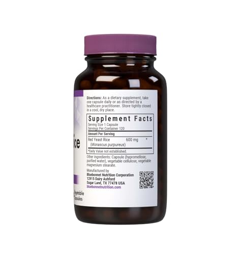 Bluebonnet Red Yeast Rice 600 mg – Heart Health* | Vegan, Non-GMO | 120 Veg Capsules