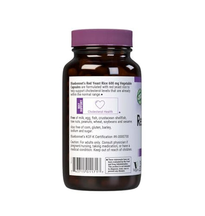 Bluebonnet Red Yeast Rice 600 mg – Heart Health* | Vegan, Non-GMO | 120 Veg Capsules