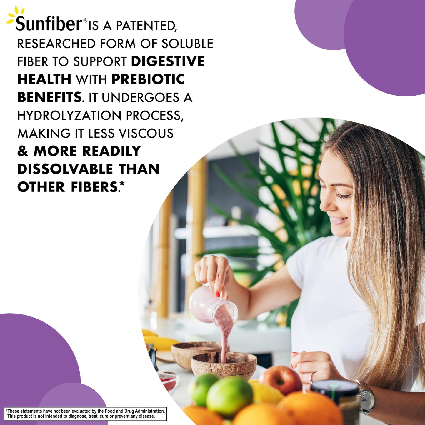 BlueBonnet Nutrition Sunfiber – 6 g Plant-Based Prebiotic Soluble Fiber – Supports Digestive Health* - Instant Dissolve – Non-GMO, Vegan, Kosher, Low-FODMAP – Unflavored, 7.4 OZ, 30 Servings