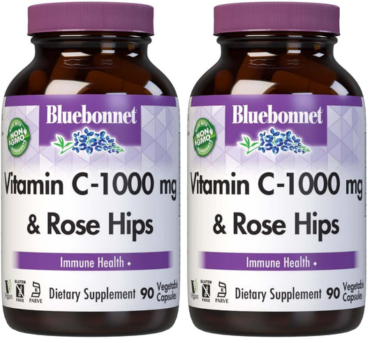 BlueBonnet Vitamin C-1000 mg + Rose Hips – Immune Support, Vegan