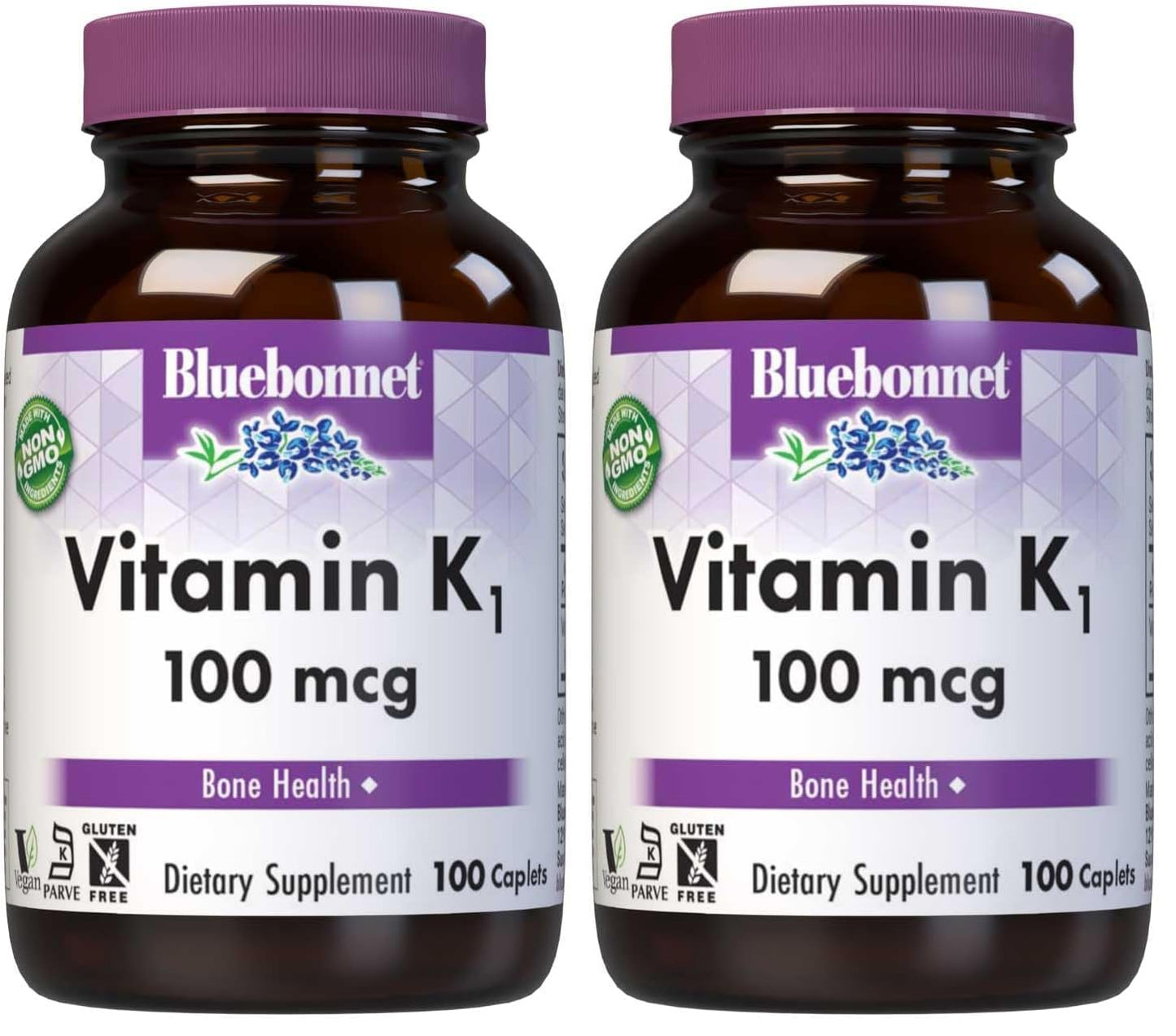 BlueBonnet Vitamin K1 100 mcg – Supports Bone Health (Pack of 2) | Vegan, Non-GMO, Kosher, Gluten-Free