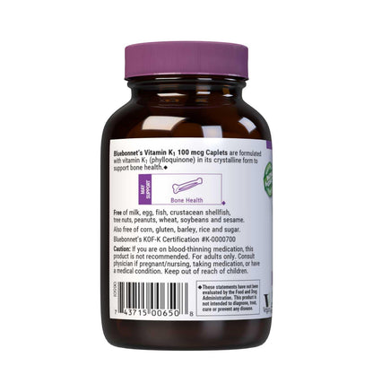 BlueBonnet Vitamin K1 100 mcg – Supports Bone Health (Pack of 2) | Vegan, Non-GMO, Kosher, Gluten-Free