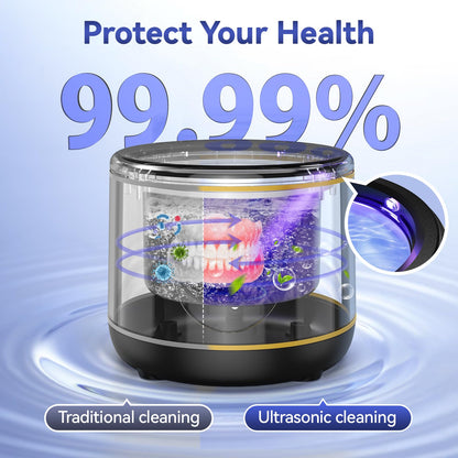 BlueFire Ultrasonic Retainer Cleaner 45kHz – Dentures, Jewelry, Portable