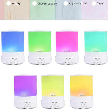BlueHills 2500ml XL Essential Oil Diffuser – Large 2.5L Humidifier (White)