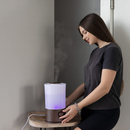 BlueHills Premium 2L XL Essential Oil Diffuser – Large Room Humidifier, 40-Hour Run, Dark Wood Grain E003