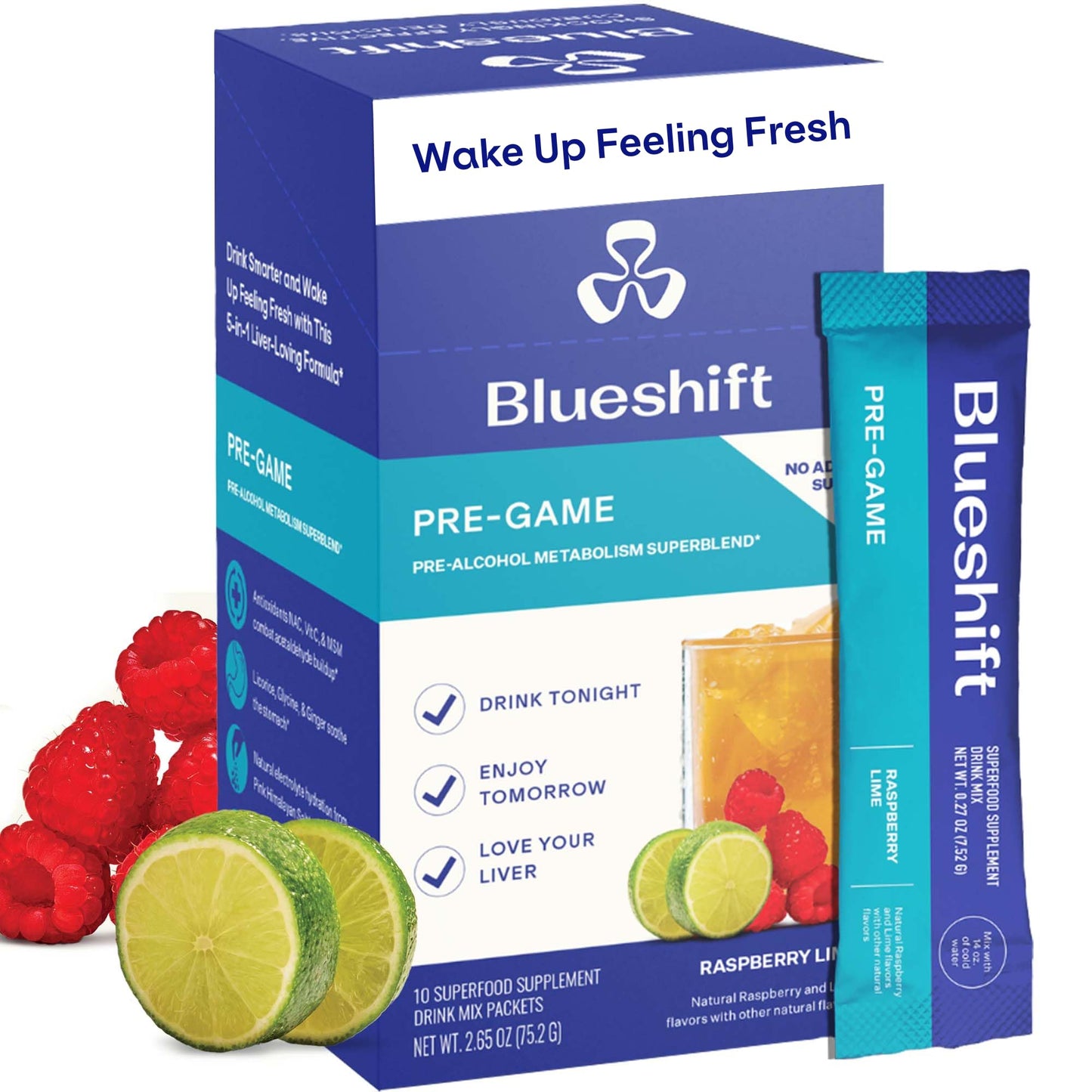 Blueshift Pre-Game NAC Supplement + Electrolyte Hydration Packets (10 Pack)