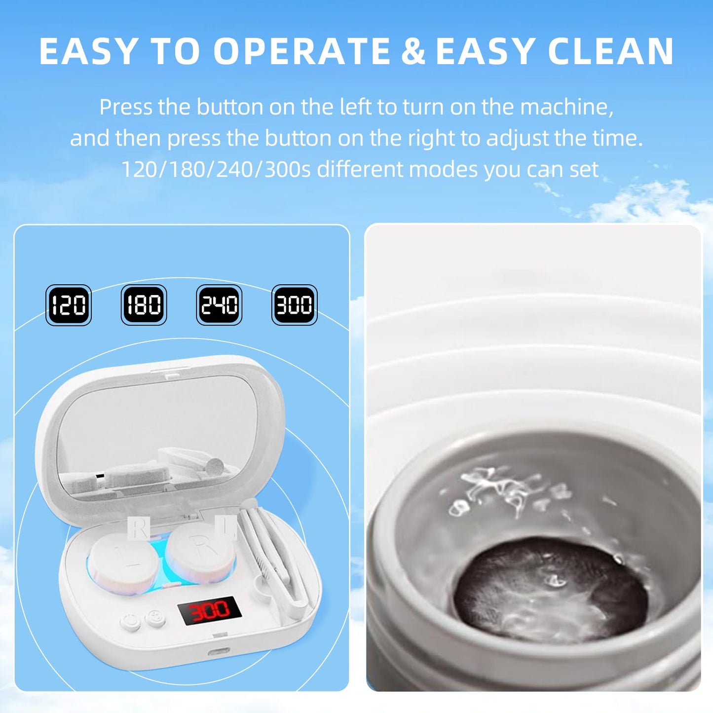 BNXXL SKIN Contact Lens Cleaner – White, USB Charging, Night Light
