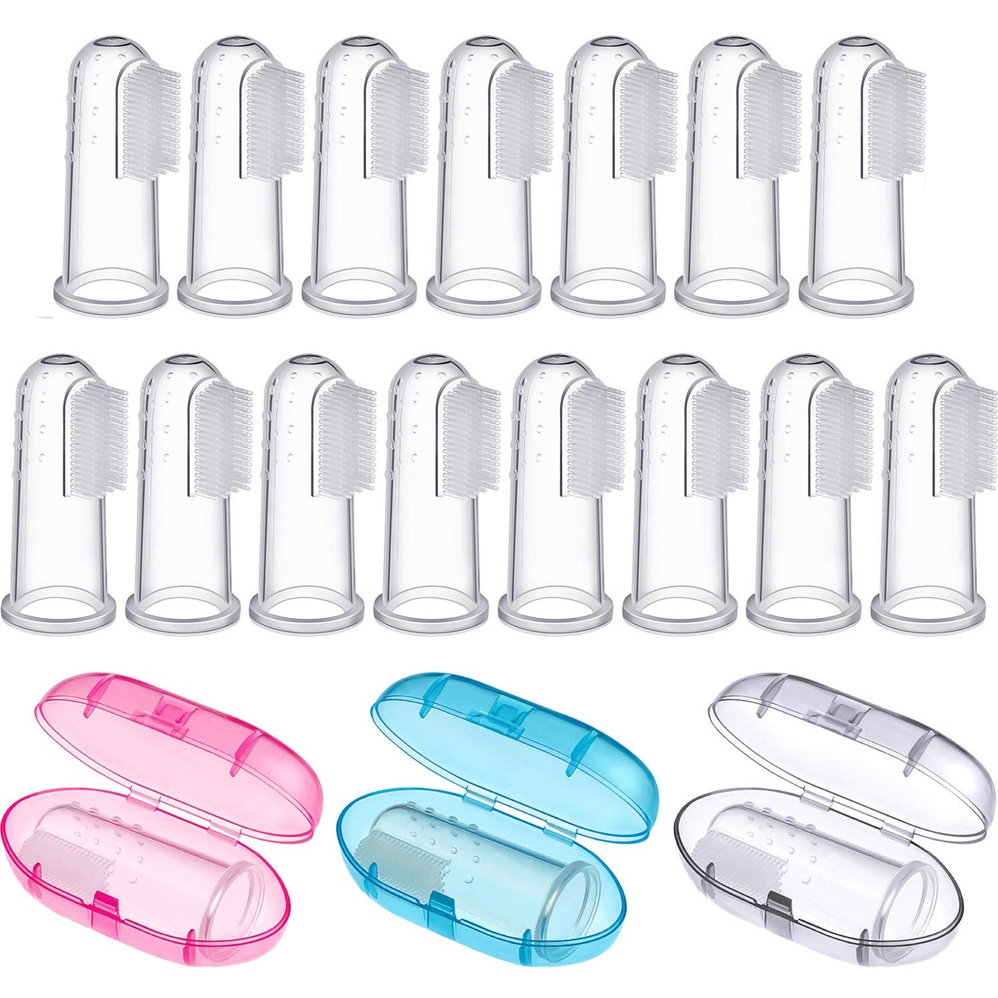 Boao 36 Pcs Baby Finger Toothbrushes with Storage Case - Soft Silicone Baby Tongue Cleaners for Infants and Toddlers