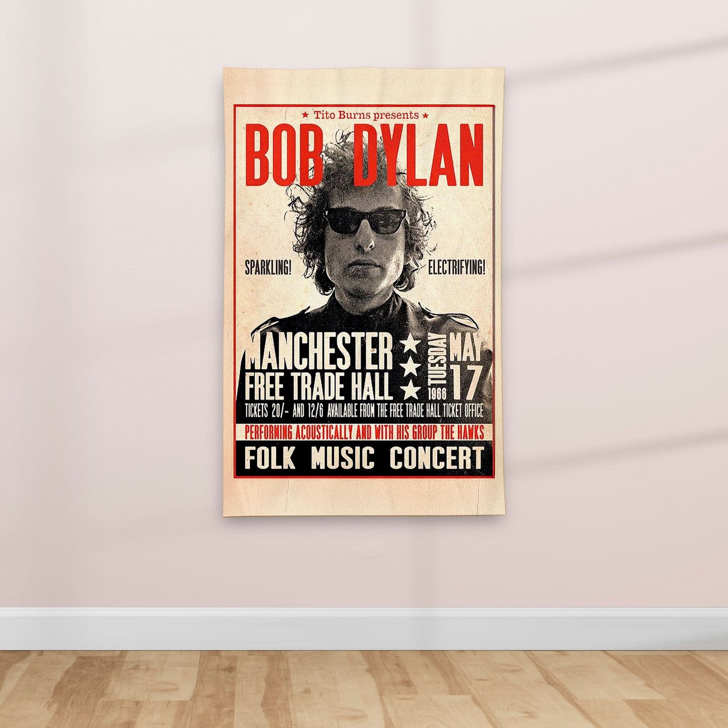 1960's Retro American Folk Rock Music poster - Textile Poster
