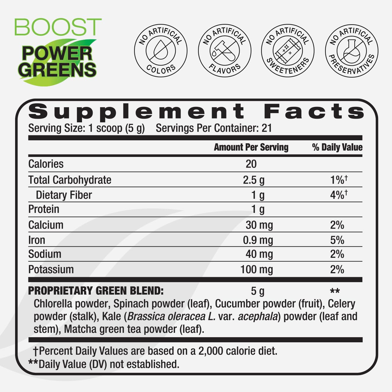 BODi Power Greens Boost - Green Superfood Powder for Women & Men (21 Servings)
