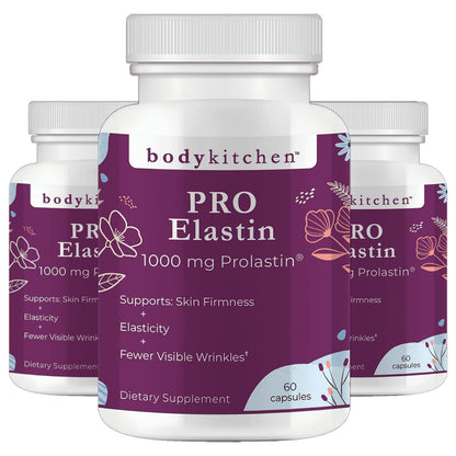 Body Kitchen Pro-Elastin 1000 mg Elastin Supplement – 3-Pack for Skin Elasticity and Firmness