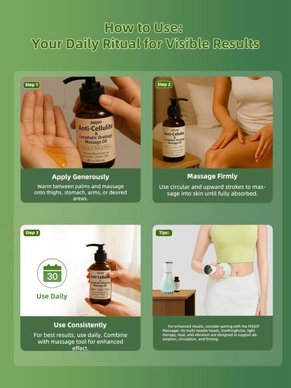 Body Oil & Massage Oil for Cellulite, Lymphatic Drainage & Skin Tightening | Daily Use