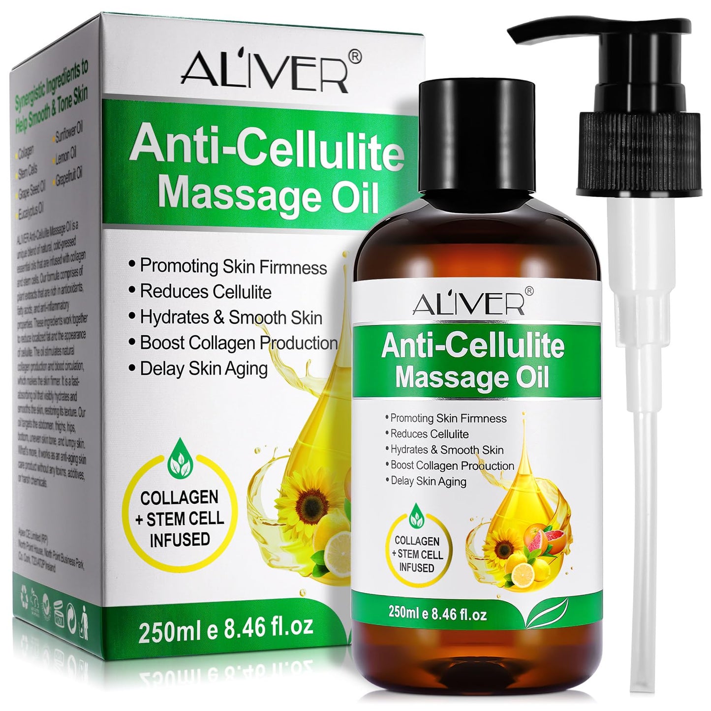 Body Oil Naturals Anti-Cellulite Massage Oil – Skin Tightening & Moisturizing (8.46 fl oz)