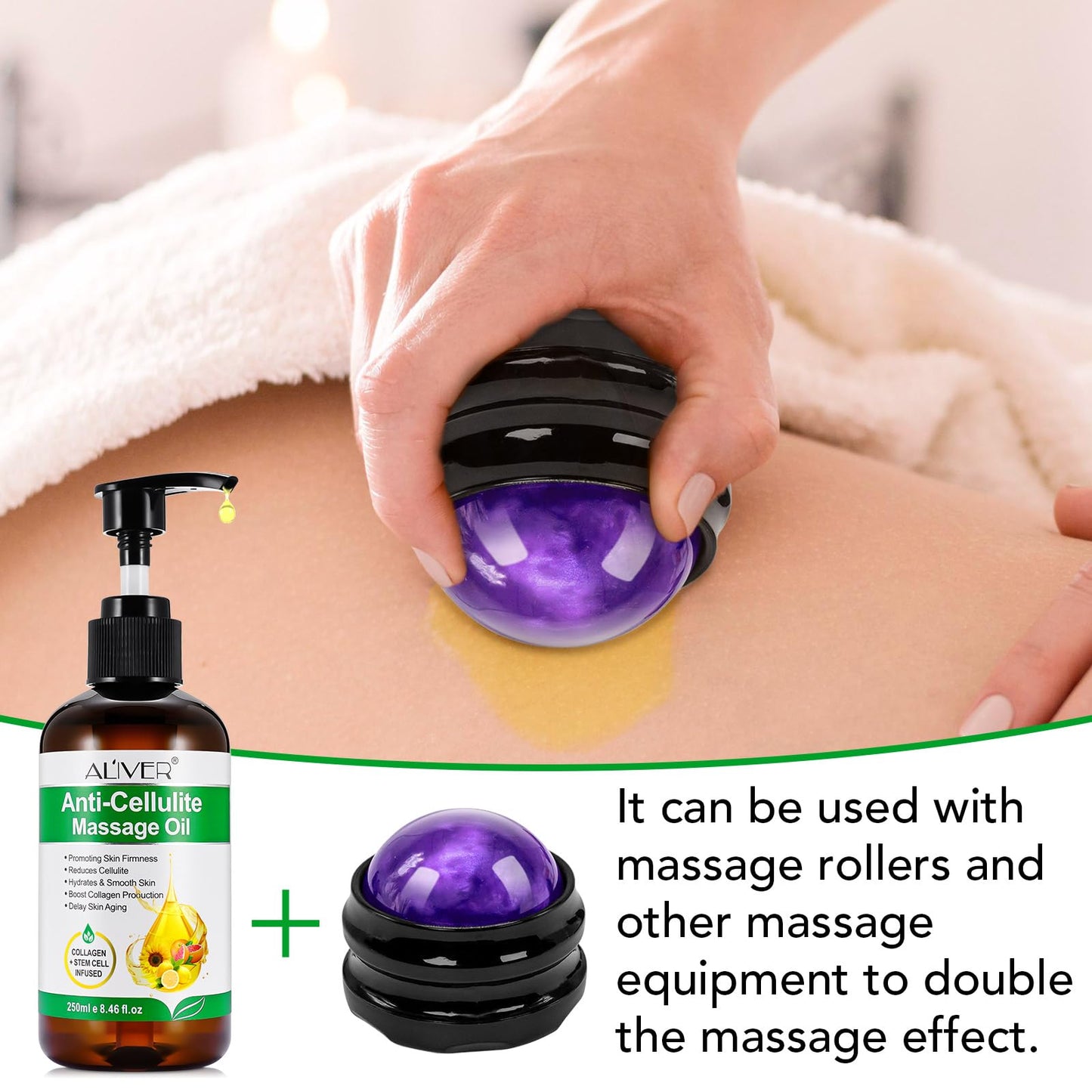 Body Oil Naturals Anti-Cellulite Massage Oil – Skin Tightening & Moisturizing (8.46 fl oz)