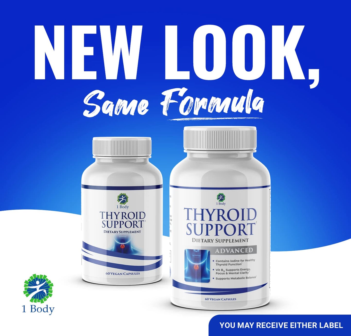 1 Body Thyroid Support Supplement – 90-Day, 3 Pack (Non-GMO Vegetarian)