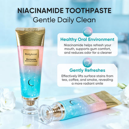BodyAccel Niacinamide Whitening Toothpaste – Gentle Deep Stain Removal, Peach Flavor