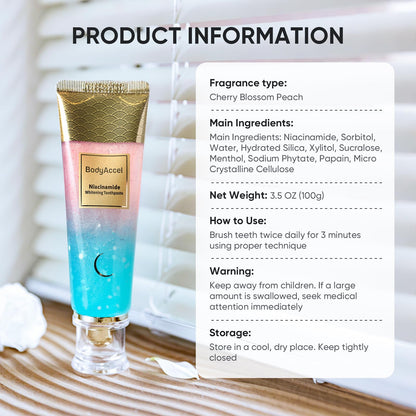 BodyAccel Niacinamide Whitening Toothpaste – Natural Whitening, Gentle Formula 2-Pack