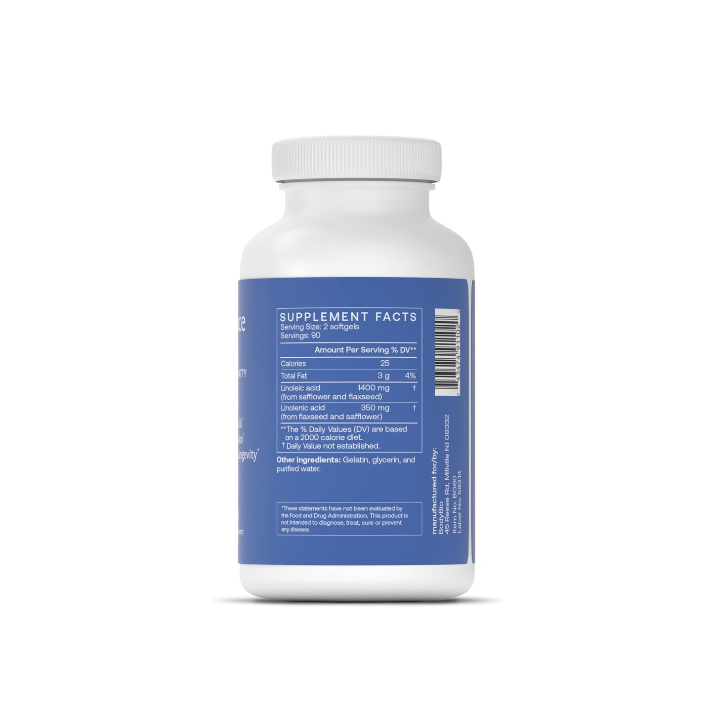BodyBio Balance Oil – Omega 3-6 Supplement | Cold-Pressed Flaxseed & Safflower Oil
