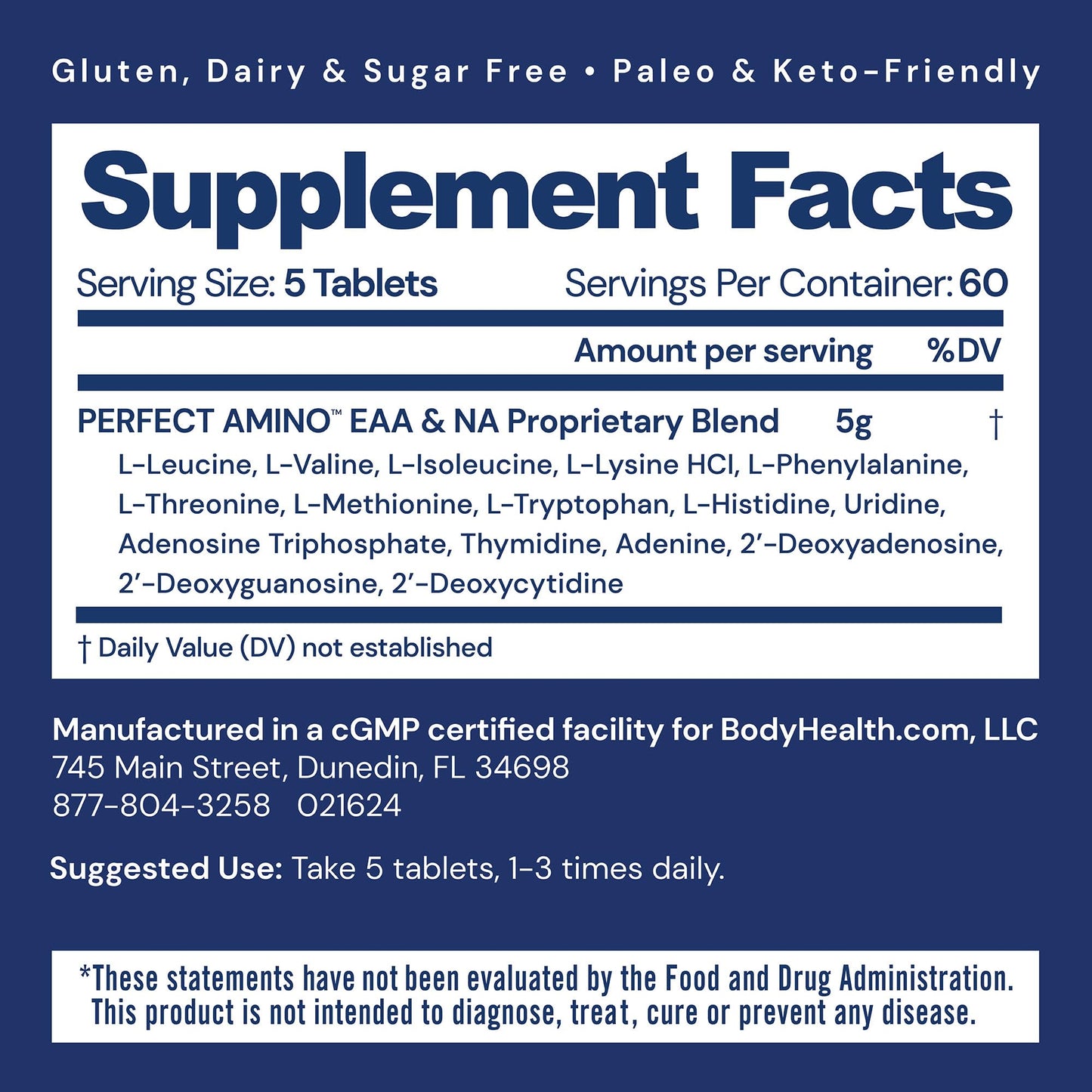 BodyHealth PerfectAmino (300 Tablets) – Essential Amino Acids, Vegan BCAA & EAA for Recovery & Energy