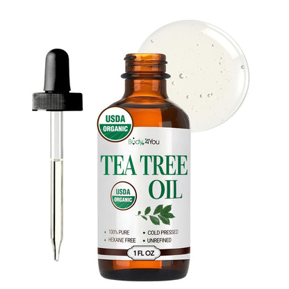 BodyJ4You Pure Tea Tree Oil – 100% Natural USDA Organic Essential Oil 1 Fl Oz