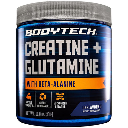 BODYTECH Creatine + Glutamine with Beta-Alanine – Advanced Performance Formula (10.8 oz, 30 Servings) | Strength, Endurance & Recovery