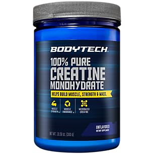 BODYTECH 100% Pure Creatine Monohydrate Powder – Unflavored, 10.58 oz (60 Servings)