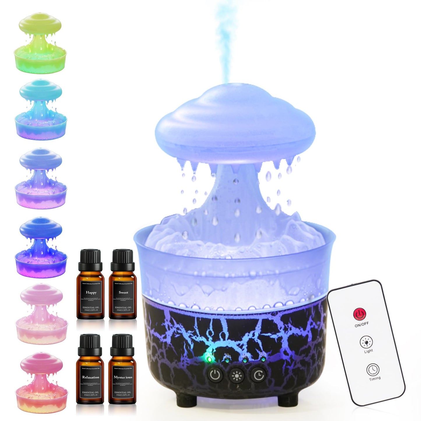 BOHOFAM Aroma Essential Oil Diffuser – Rain Cloud Humidifier (Black)