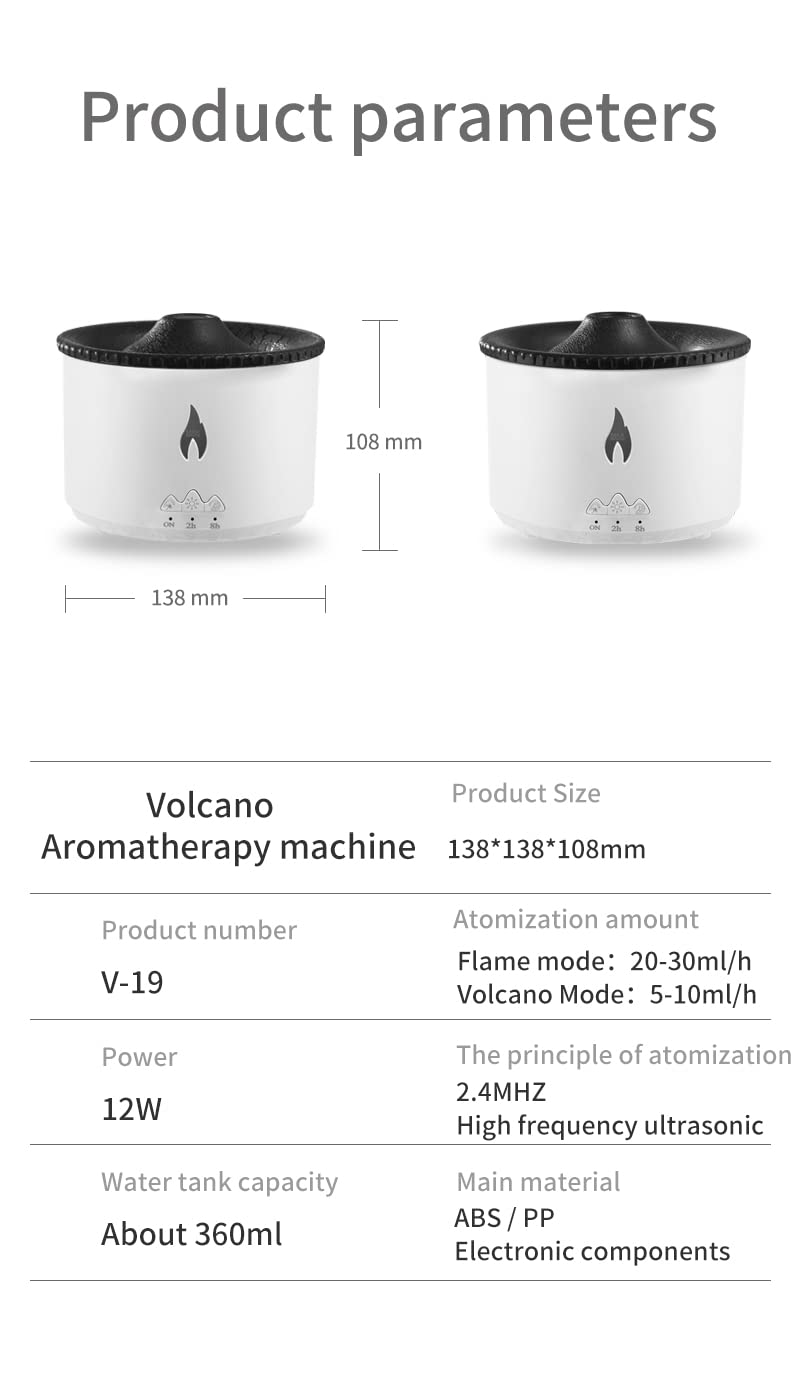 BOHOFAM 360ML Essential Oil Diffuser - Volcano & Flame Modes, 50ml Hotel Oil Included