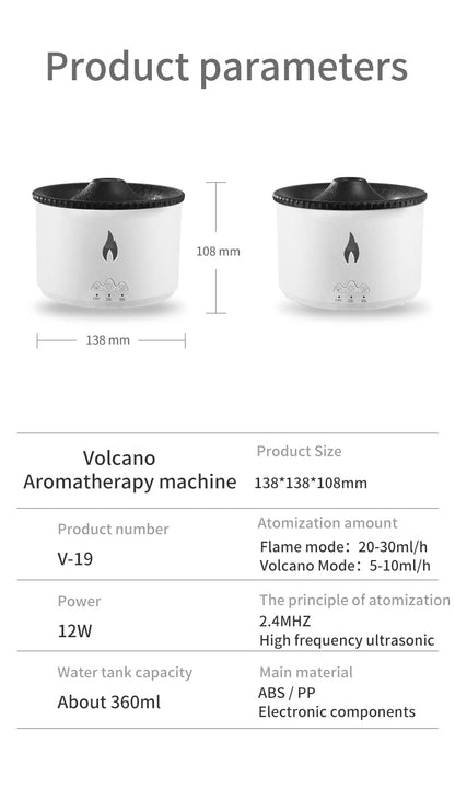 BOHOFAM 360ML Essential Oil Diffuser - Volcano & Flame Modes, 50ml Hotel Oil Included
