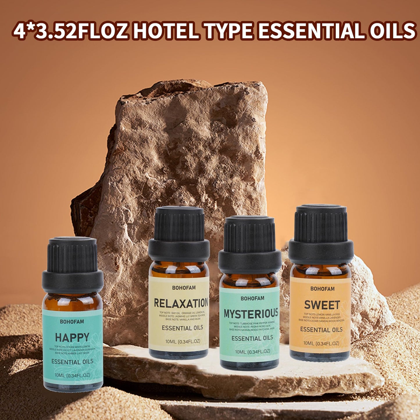 BOHOFAM 360ml Essential Oil Diffuser – Volcano & Flame Humidifier with 2 Modes & 7 Color Lights