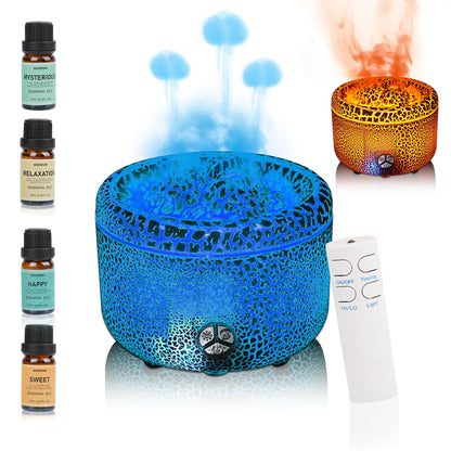 BOHOFAM 500ML Essential Oil Diffuser – Volcano & Flame Humidifier (Gray Crack)