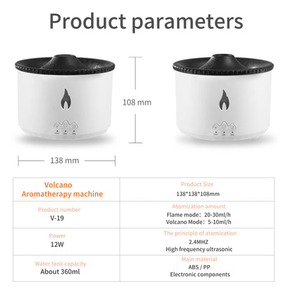 BOHOFAM Aroma Diffuser 360ML – Volcano & Flame Modes, 2 Light Colors