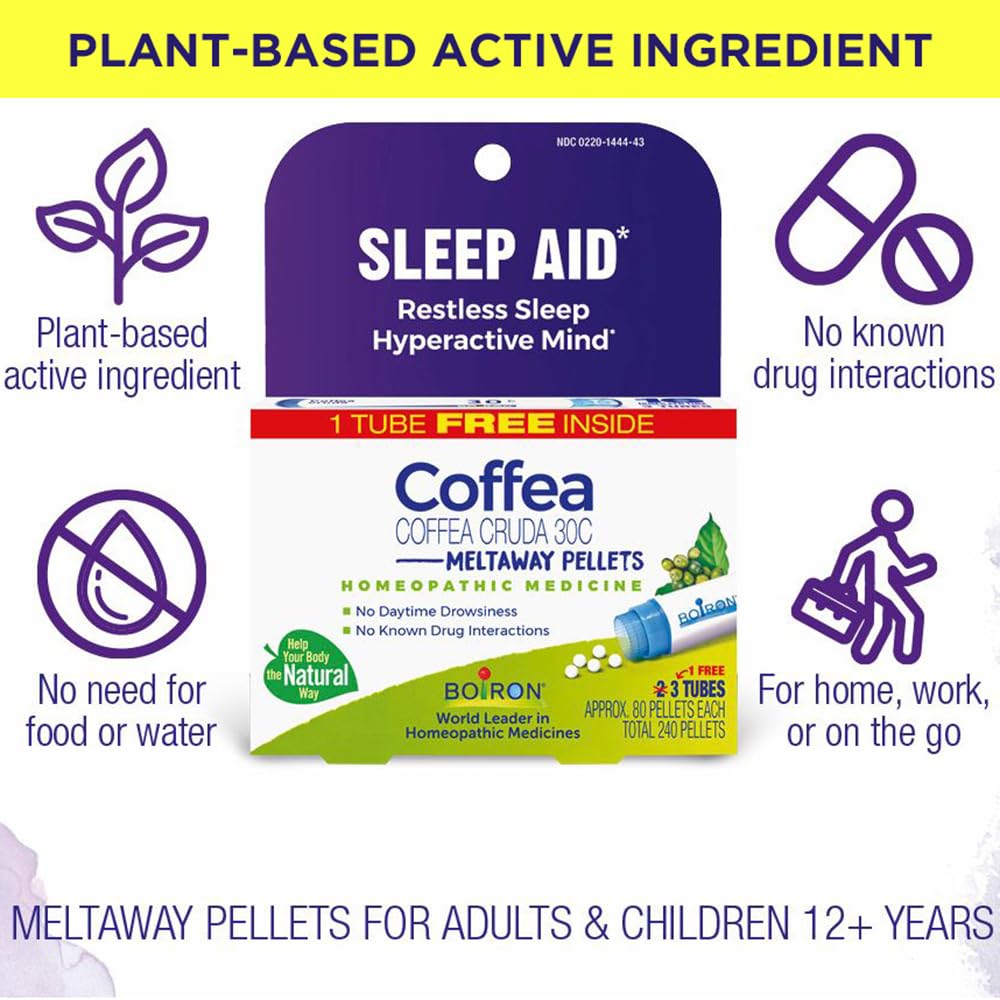 Boiron Coffea Cruda 30C – 9 Blue Tubes Sleep Aid for Restless Sleep