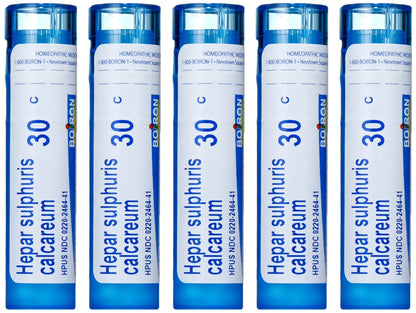 Boiron Hepar Sulphuris Calcareum 30C — Homeopathic Cough Medicine (Pack of 5)