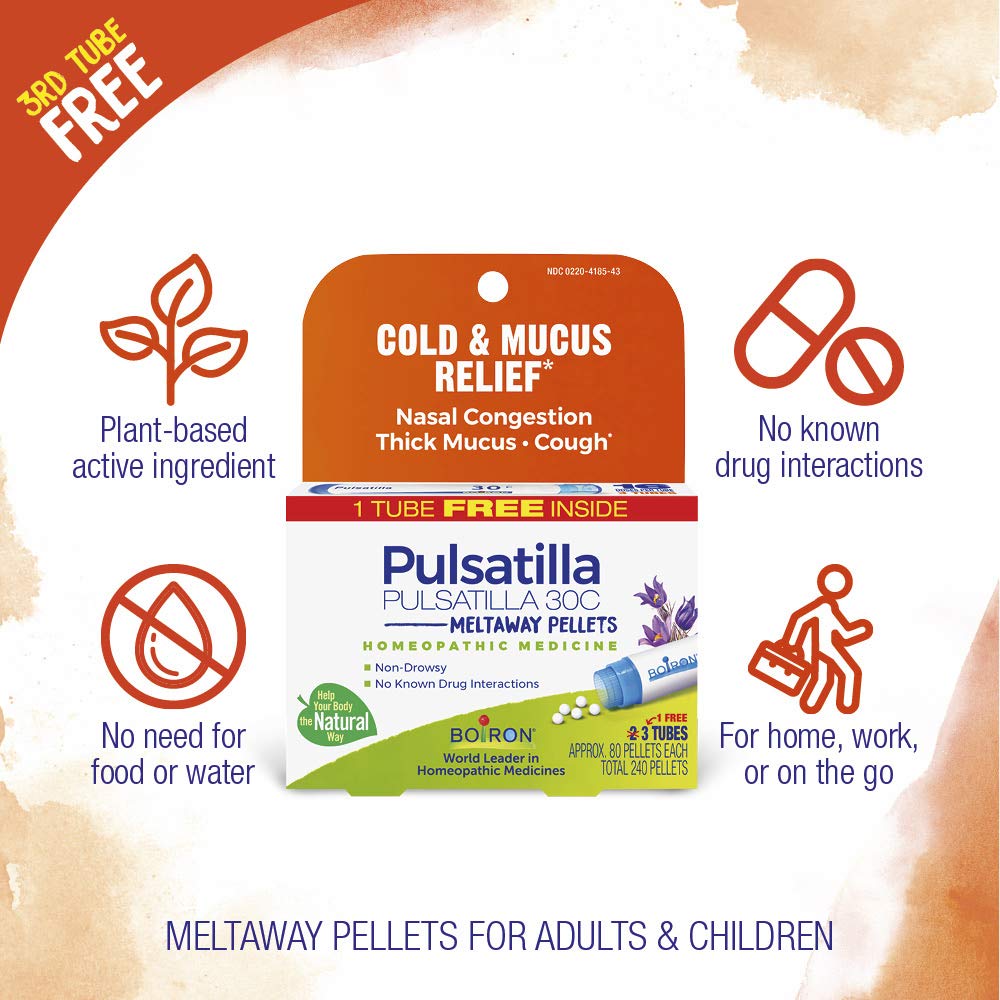 Boiron Pulsatilla 30C Cold & Congestion Relief Pellets - 240 Pellets