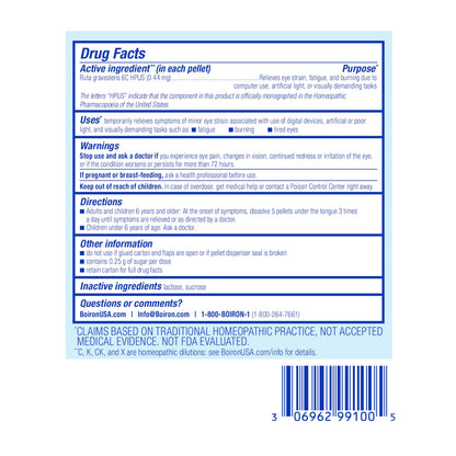 Ruta Graveolens 6C Eye Strain Relief – Boiron Homeopathic Medicine (3-Tube Pack, 240 Pellets)