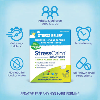 Boiron StressCalm Dissolvable Tablets – 60 Count (Pack of 3) | Non-Drowsy Stress Relief