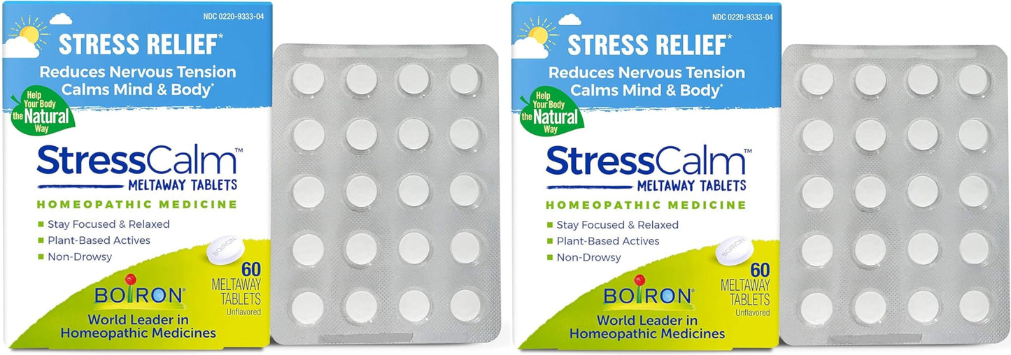 Boiron StressCalm - Relief from Stress, Anxiousness, Nervousness, Irritability, and Fatigue | 60 Count Pack of 2