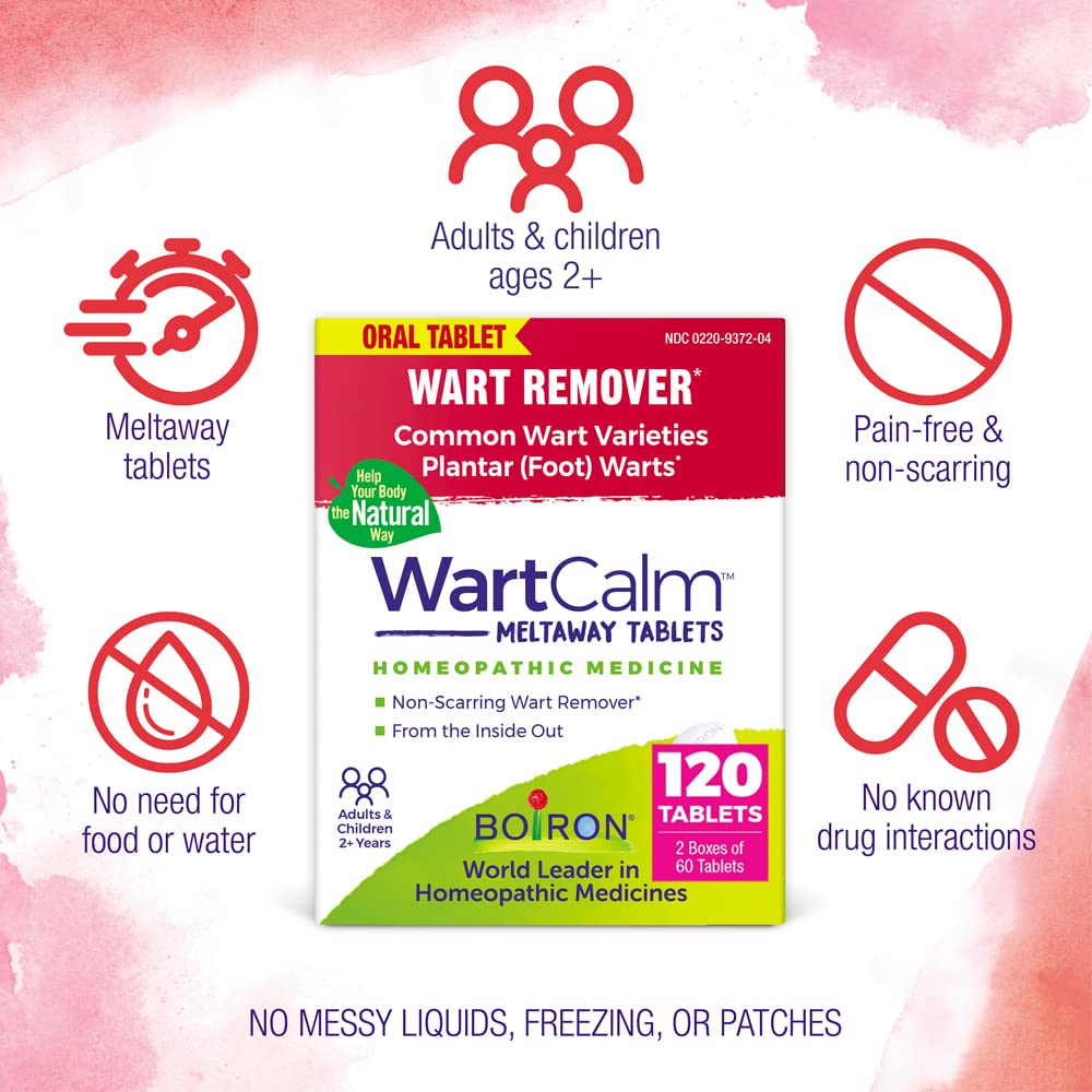 Boiron WartCalm – Painless Wart Removal Tablets (120 Count, 2-Pack)