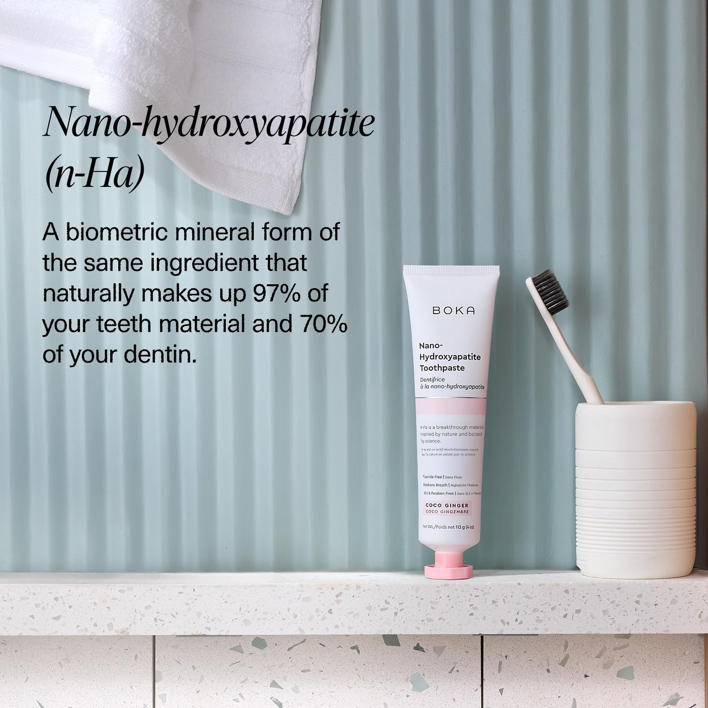 Boka Fluoride-Free Nano Hydroxyapatite Toothpaste – Sensitive Teeth, Coco Ginger Flavor, 4 oz
