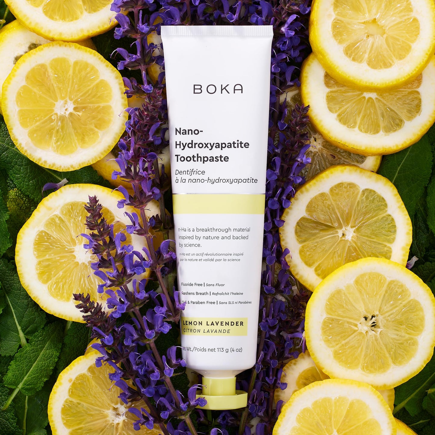 Boka Fluoride-Free Toothpaste with Nano Hydroxyapatite - Sensitive Teeth, Lemon Lavender Flavor, 4 oz x3